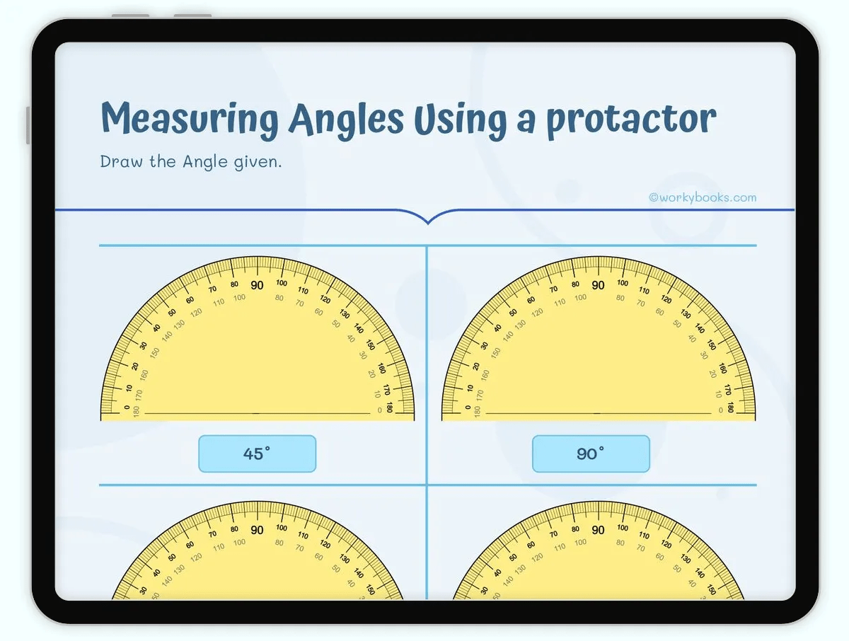 Measuring Angles Using a Protractor Worksheet 4.MD.C.6 Workybooks