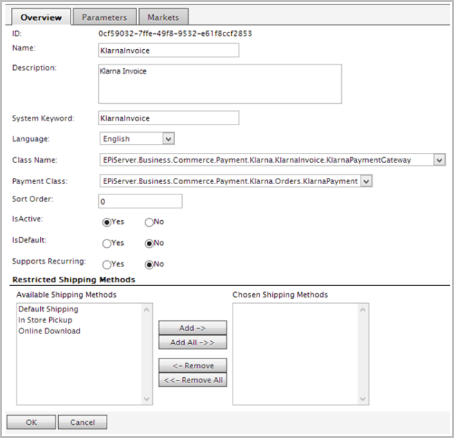 Klarna payment provider installation and configuration