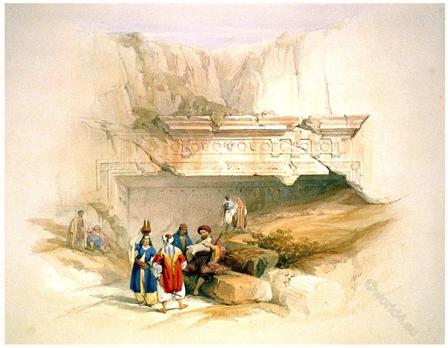 Entrance to the tombs of the kings, Jerusalem. Plan and sections.