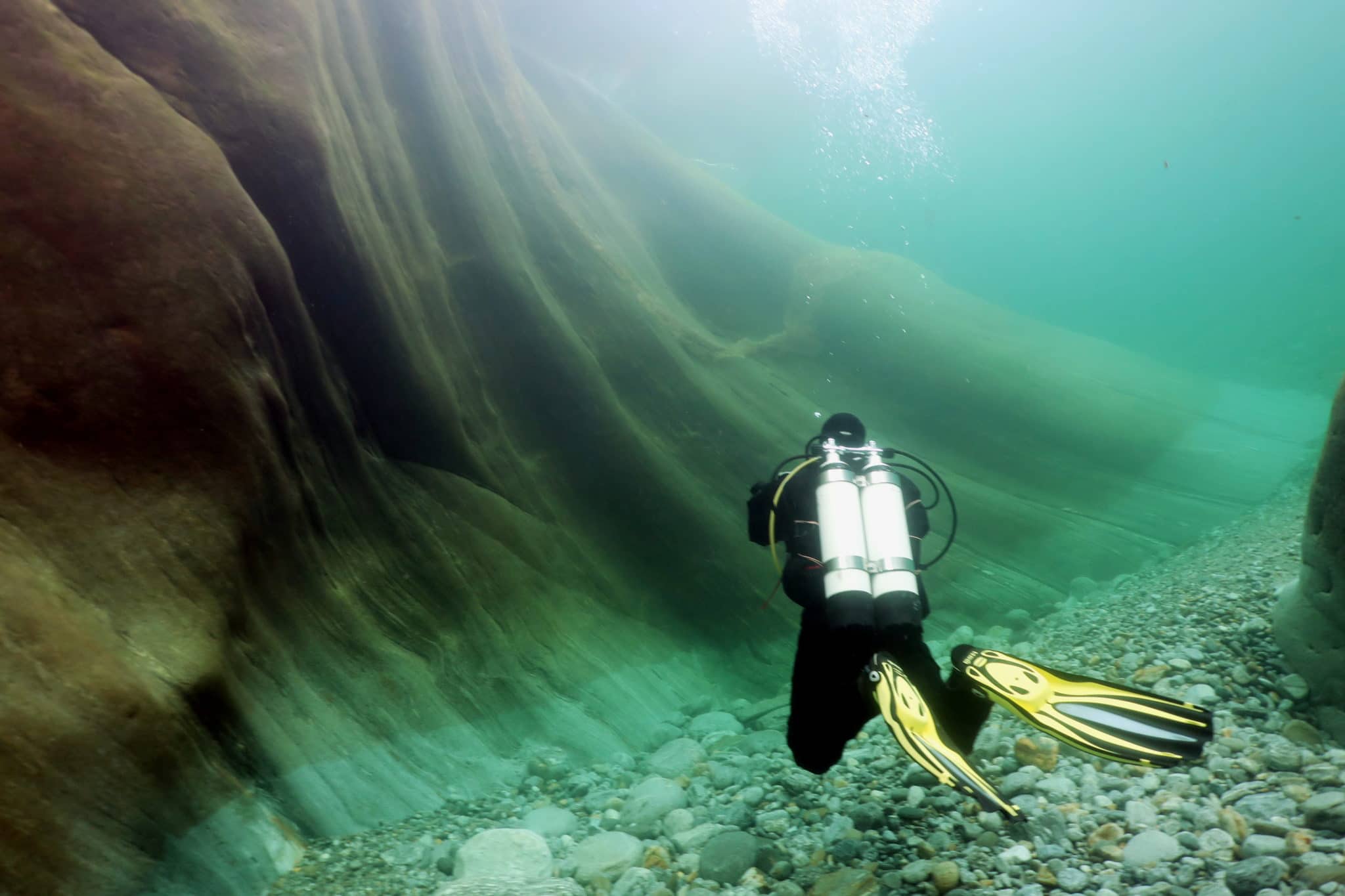 Scuba diving Verzasca River Switzerland