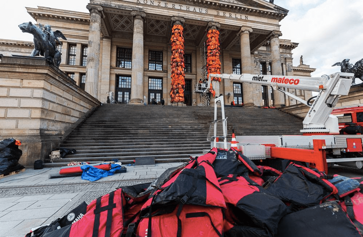Ai Weiwei Brightens Berlin S Konzerthaus Facade With 14 000 Refugee Life Jackets