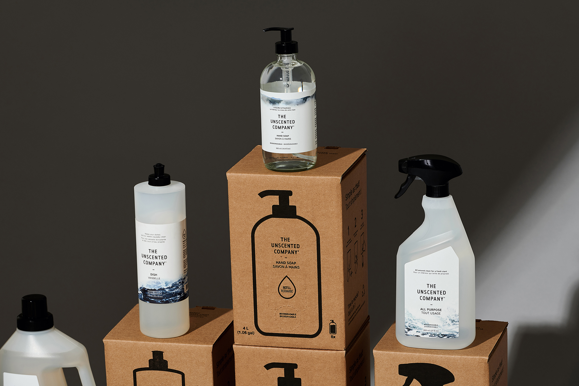 The Unscented Company Refill Station and Shipping Boxes