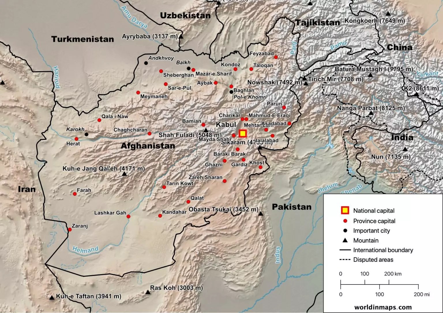 Physical Map Of Afghanistan Afghanistan map and data World in maps