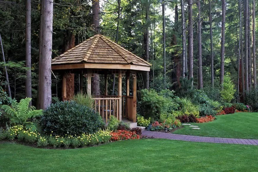 Backyard Landscaping With Interesting Gazebos World inside pictures