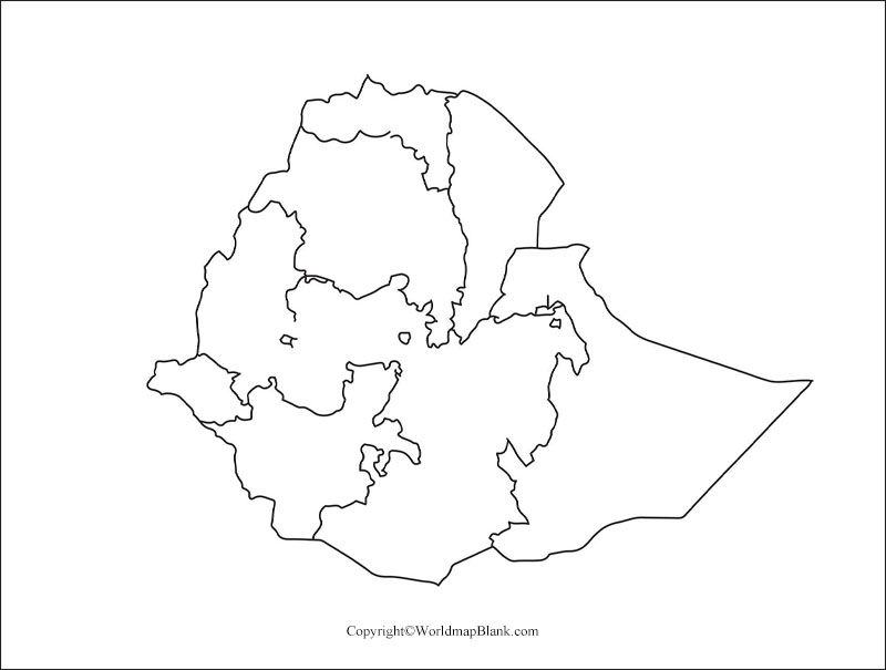 Printable Blank Map of Ethiopia Outline, Transparent, PNG Map