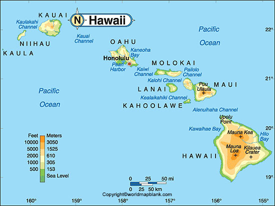 Printable Map Of Hawaiian Islands Labeled Map Of Hawaii With Capital & Cities