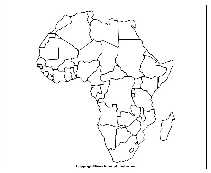 Blank Political Map Of Africa Pdf Printable Blank Map Of Africa - Outline, Transparent Png Map
