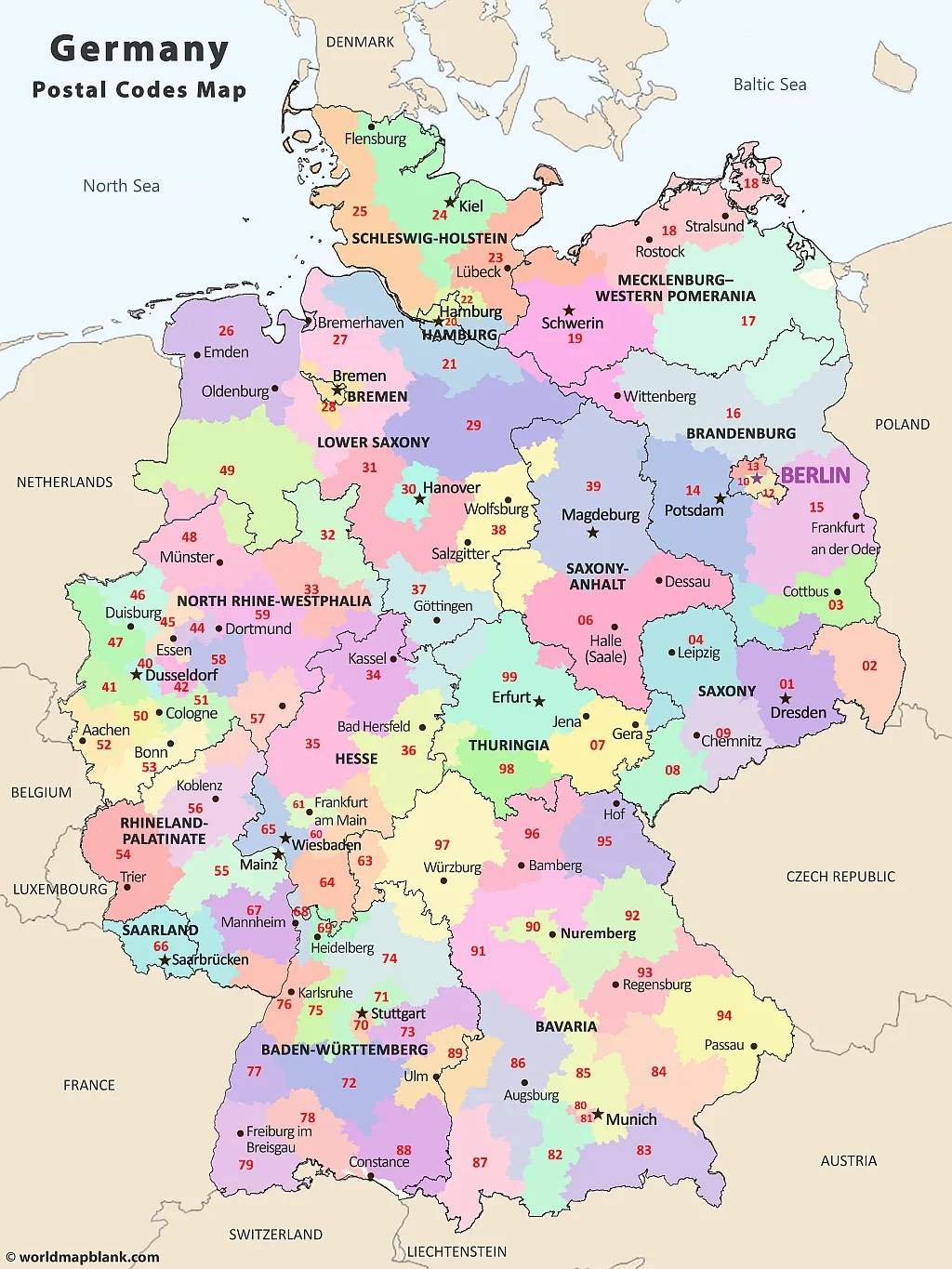 Postal Codes In Germany Postleitzahlenkarte Direct, 58 OFF
