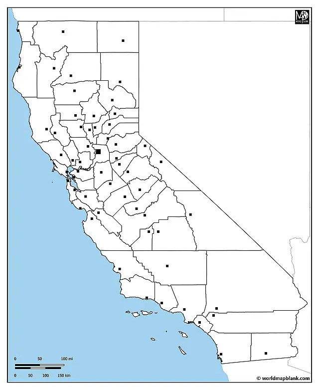 California Outline Map – Blank Map of California [PDF]
