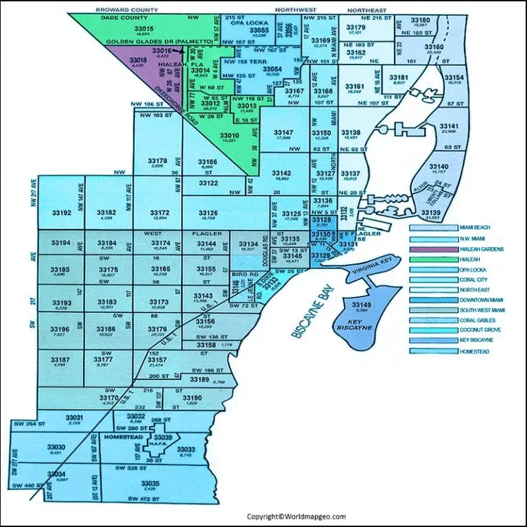 Miami Zip Code Map Miami by Zip Code Map in Detail