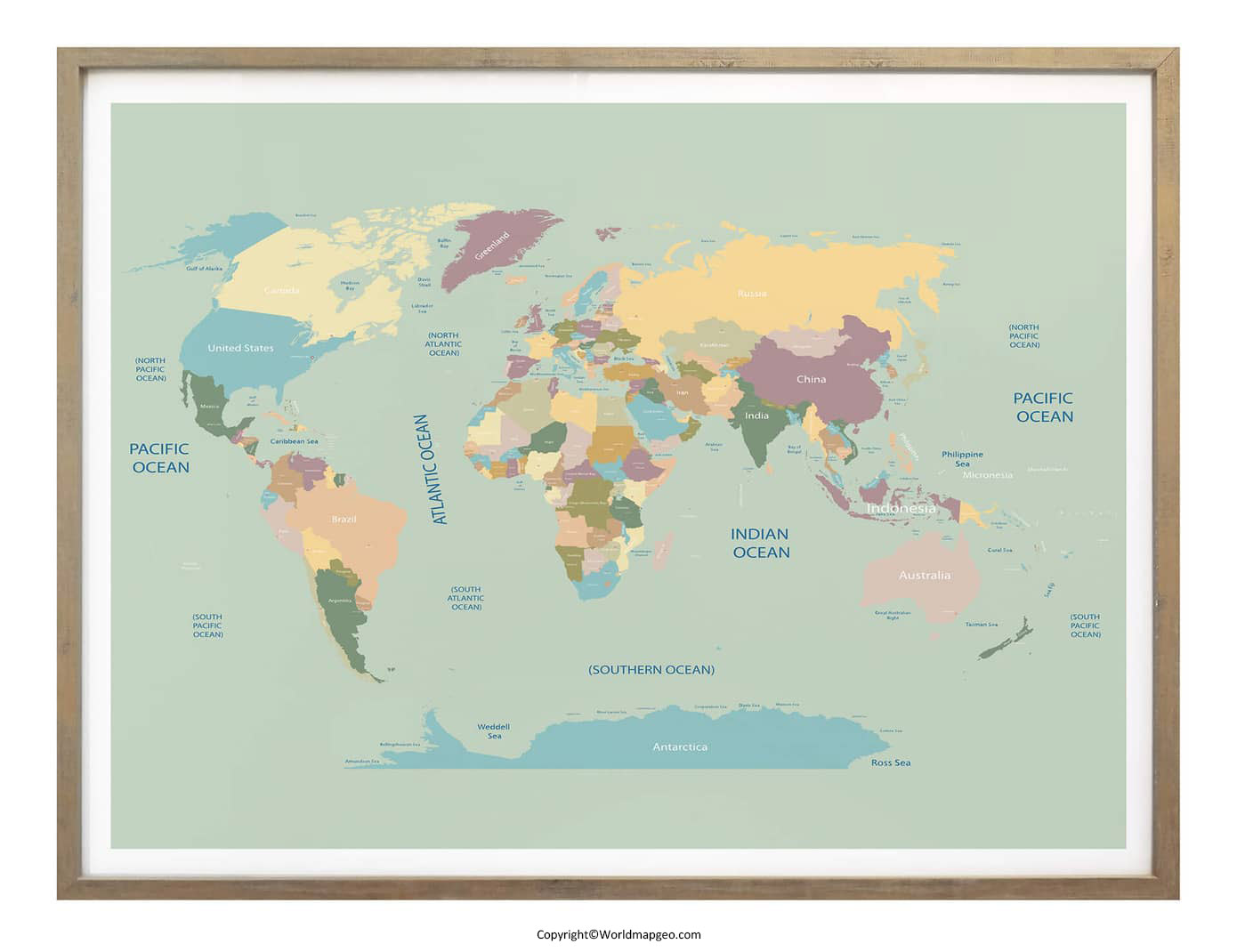 Large World Map Poster in Vintage, Authagraph & Printable