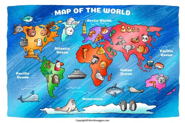 World Map for Kids Printable, Interactive, and Blank