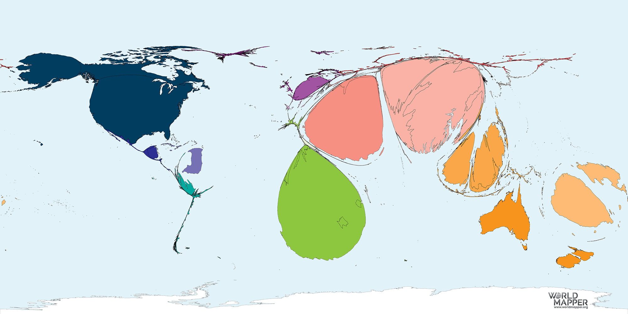 Spread of the Hindi Language Worldmapper