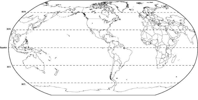 Free World Map with Longitude and Latitude Printable [PDF]