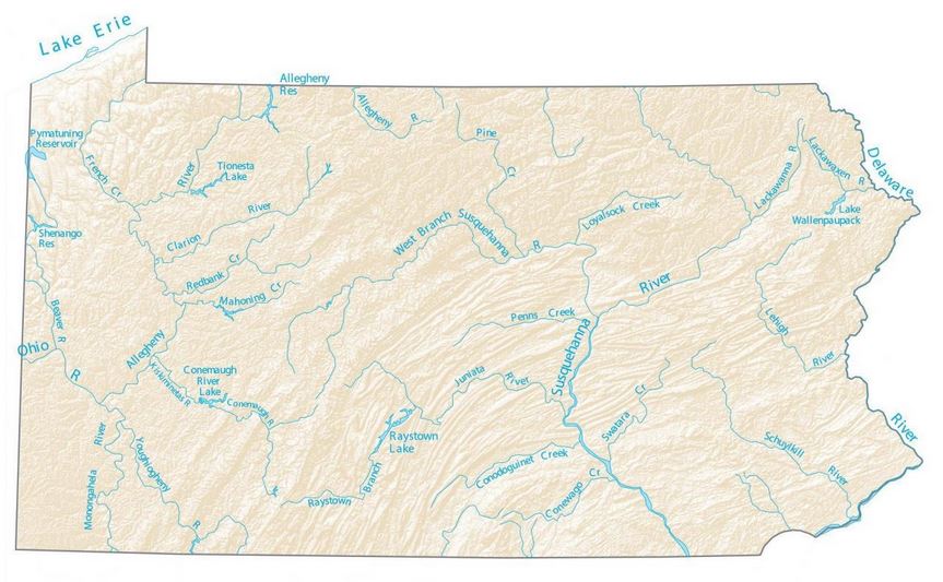 Free Pennsylvania Rivers Map And The Top 6 Rivers In Pennsylvania