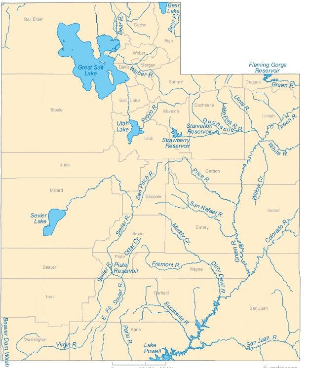 Free Utah Rivers Map And The Top 6 Rivers In Utah