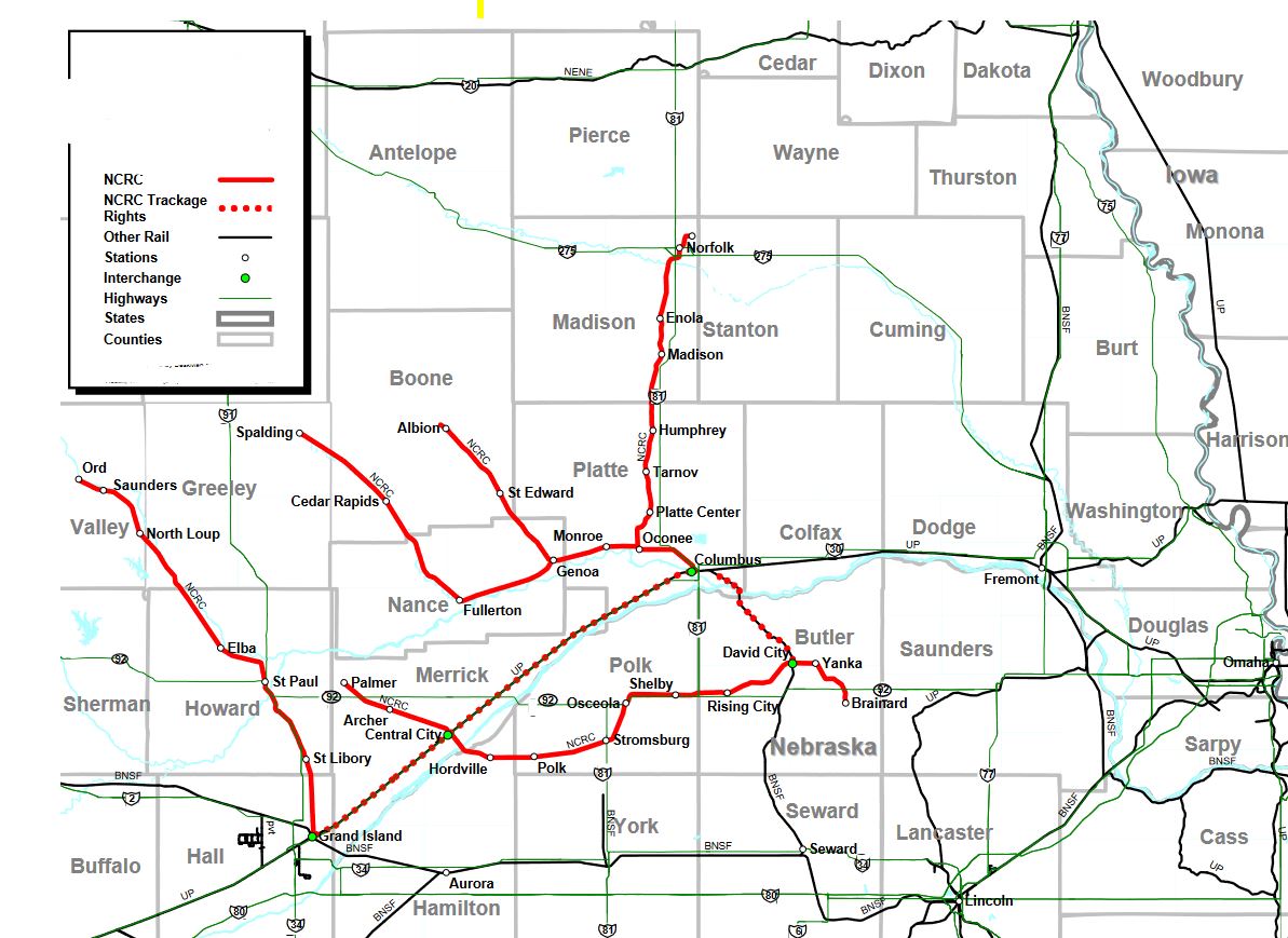 Free Nebraska Railroad Map And The 8 Major Railroads In Nebraska