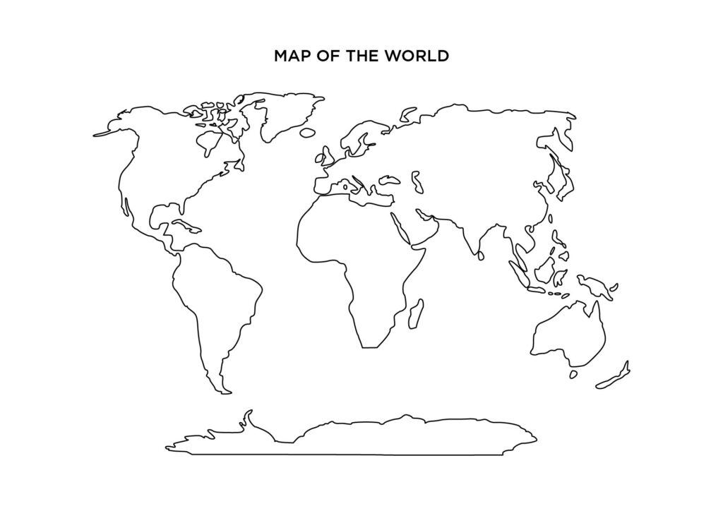 Free Printable Blank World Map With Continents [PNG & PDF]