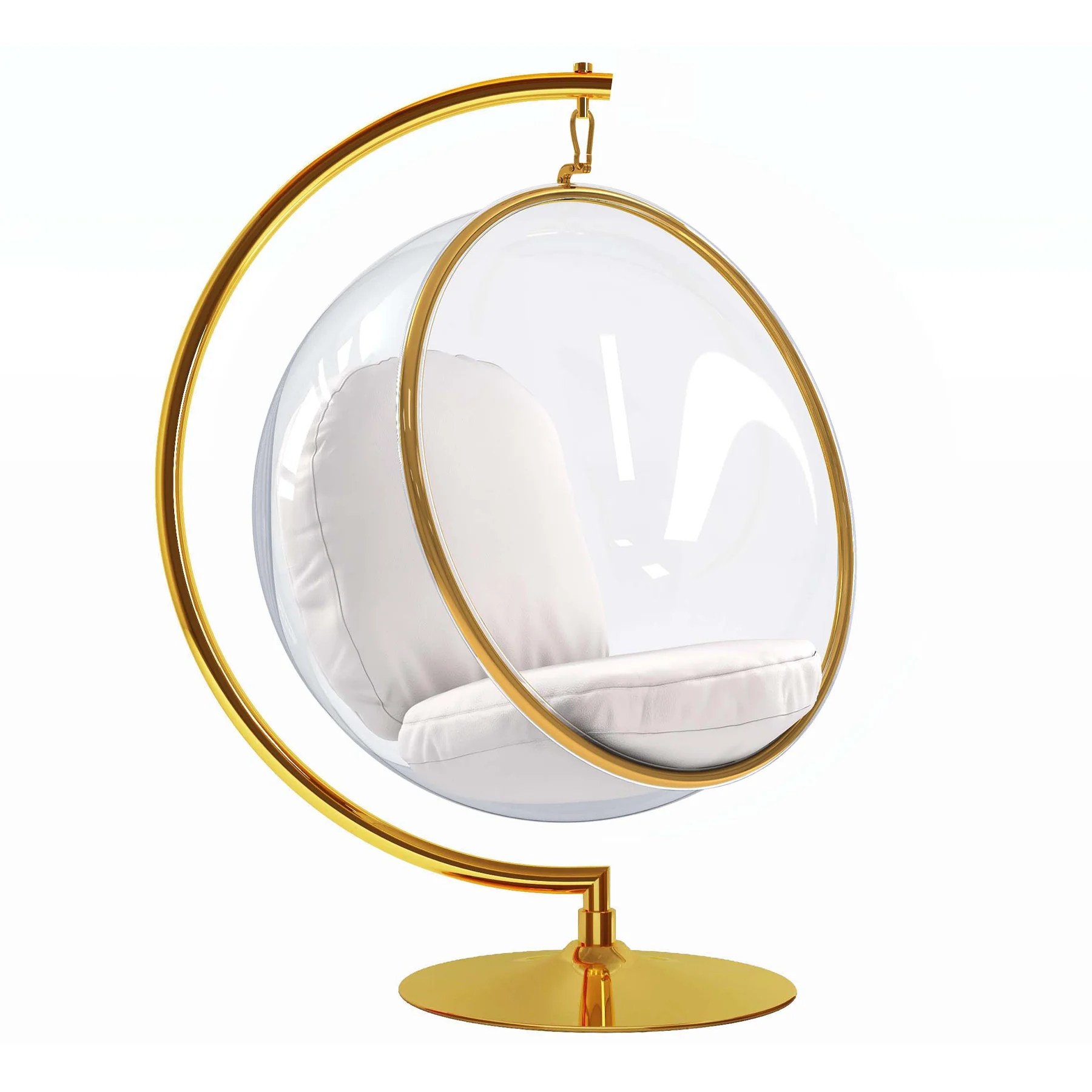 Hanging Bubble Chair With Stand, Gold World Modern Design