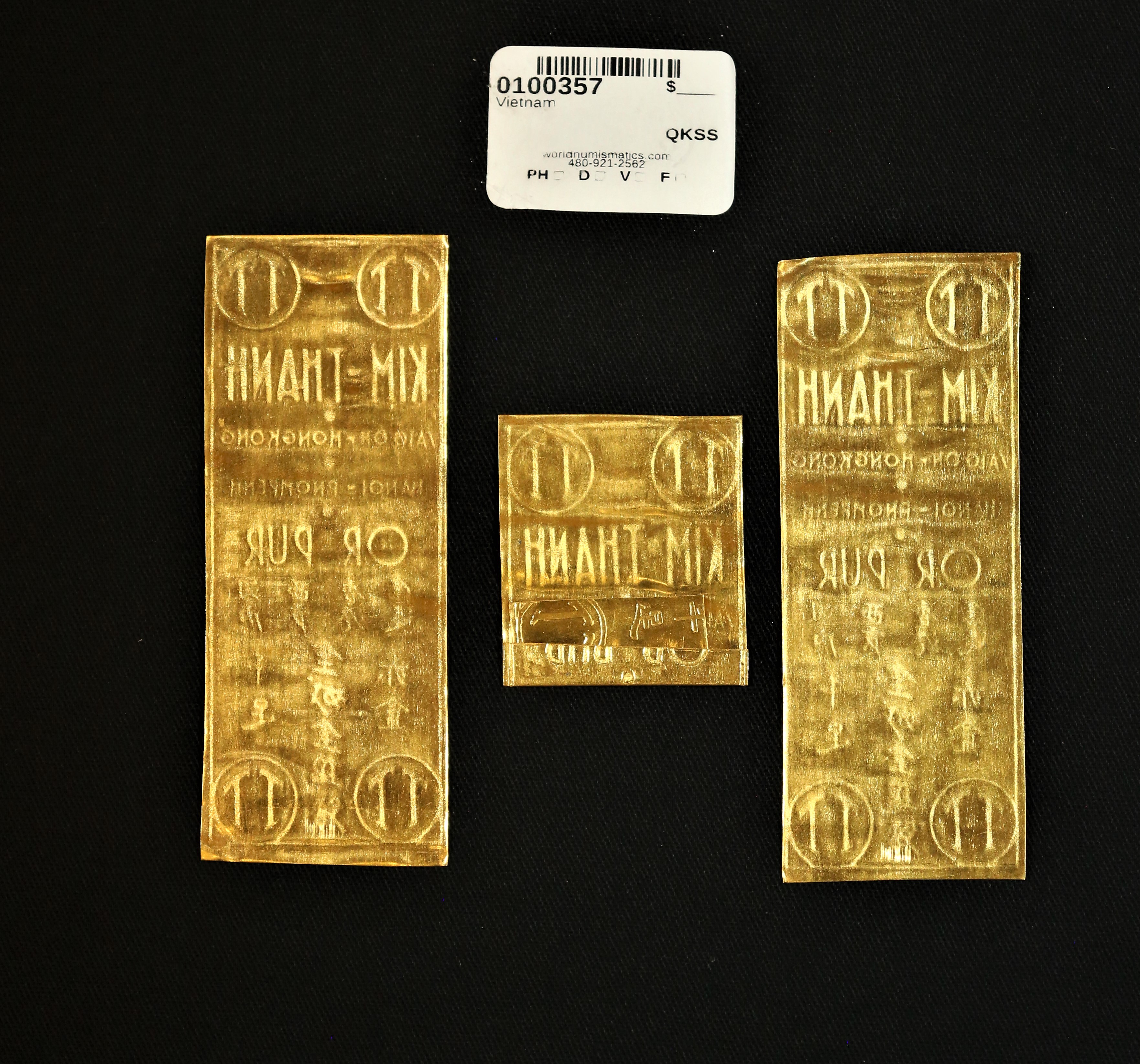 Vietnam Gold Tael circa 1960 KimThanh Refinery Company Set 0100357 World Numismatics LLC