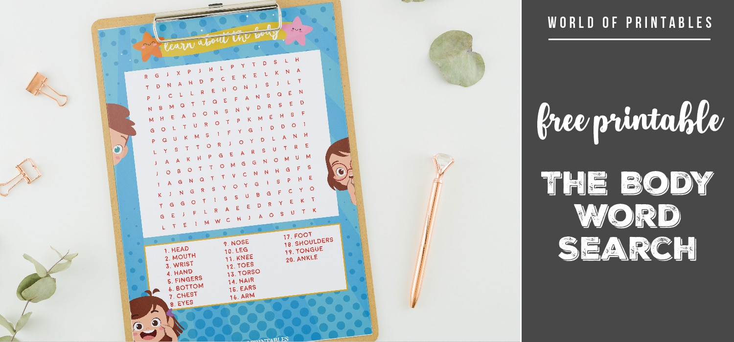 Free Printable The Body Word Search World of Printables