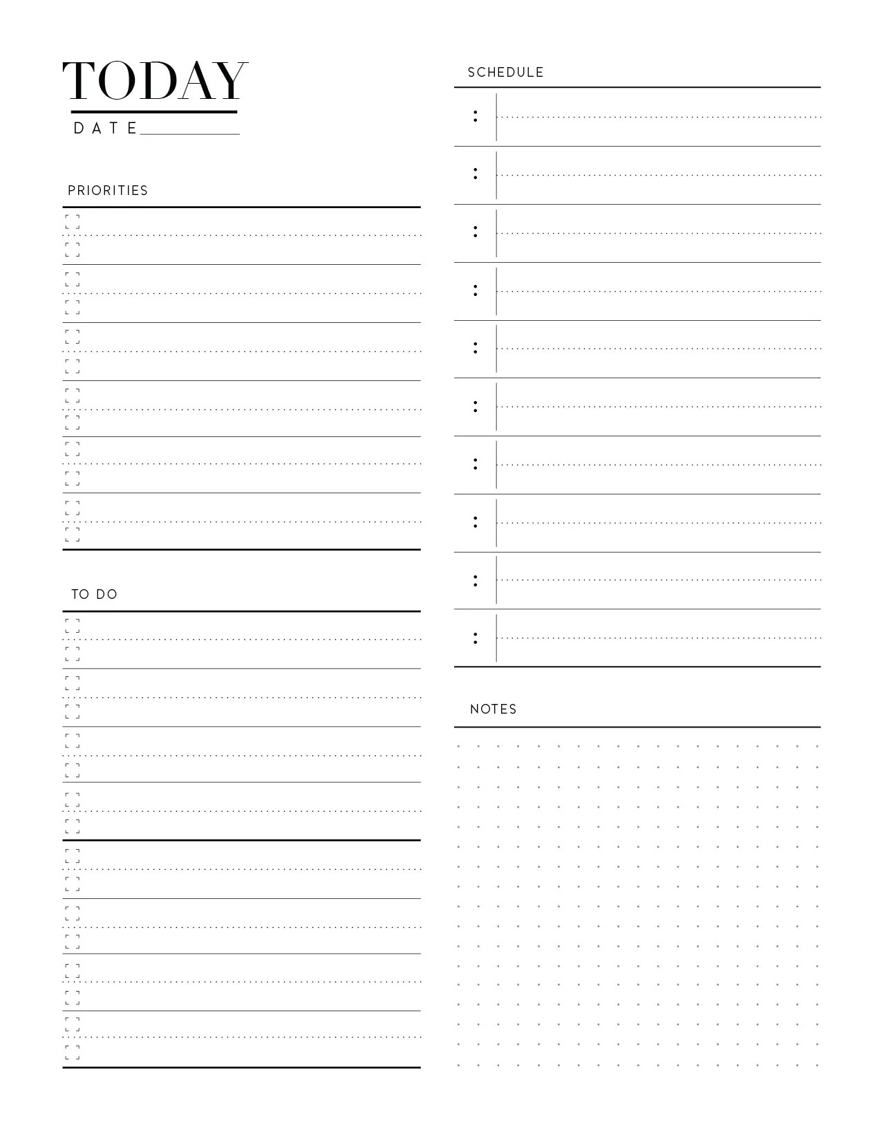 Free Day Planner Page In Two Styles Free Planner Printables