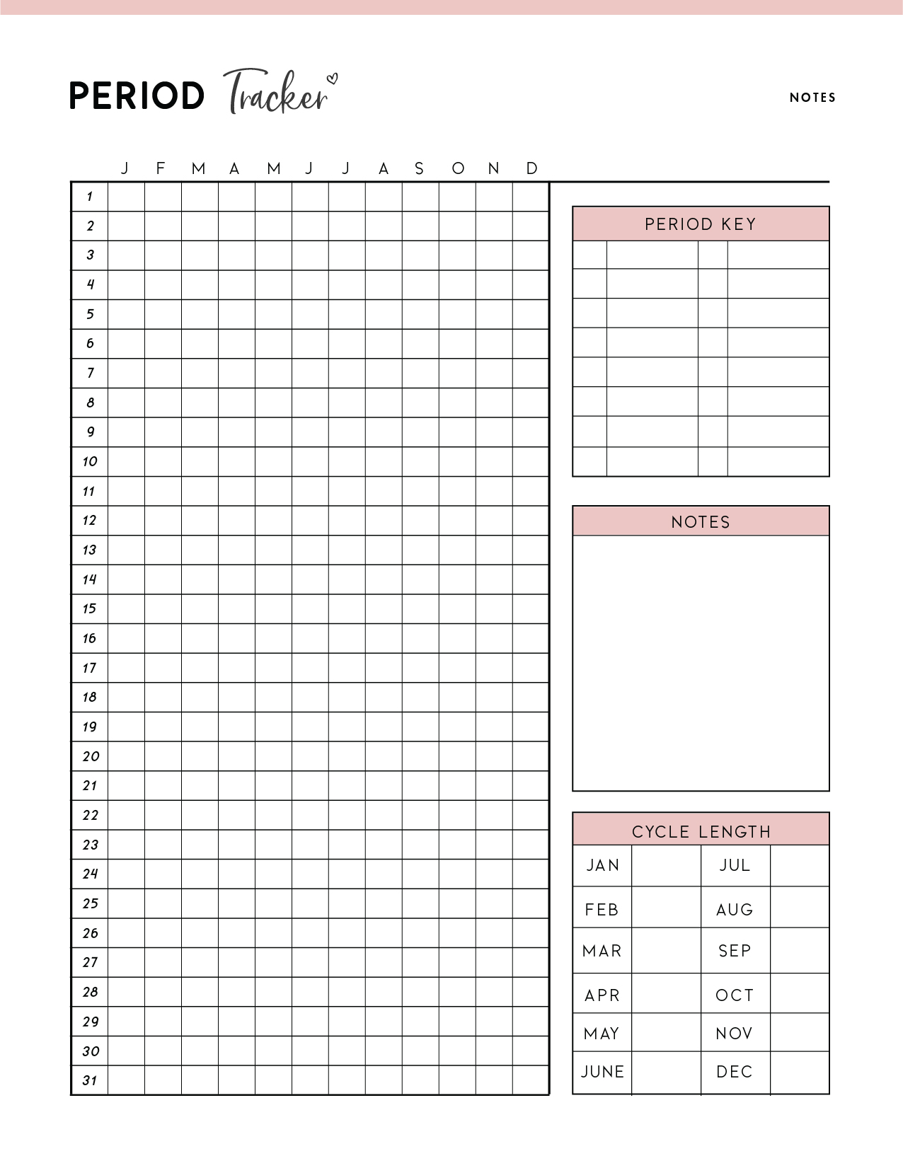 Download Printable Period Tracker PDF - World of Printables