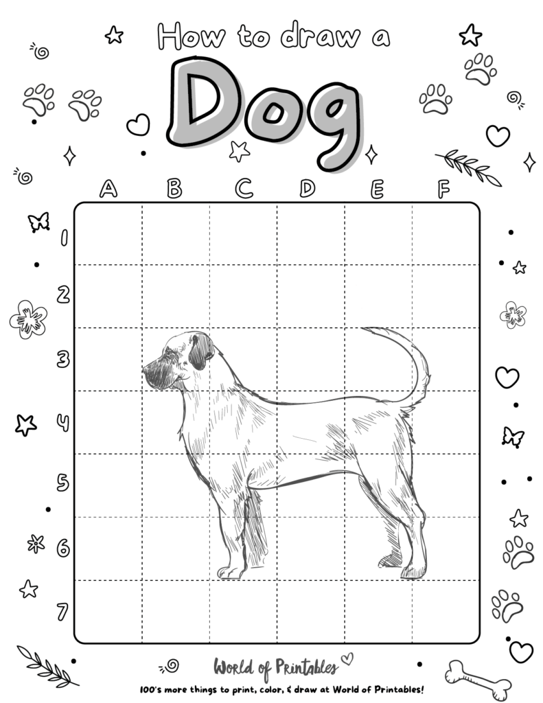How To Draw A Dog | Easy Step By Step Printable Activities - World of