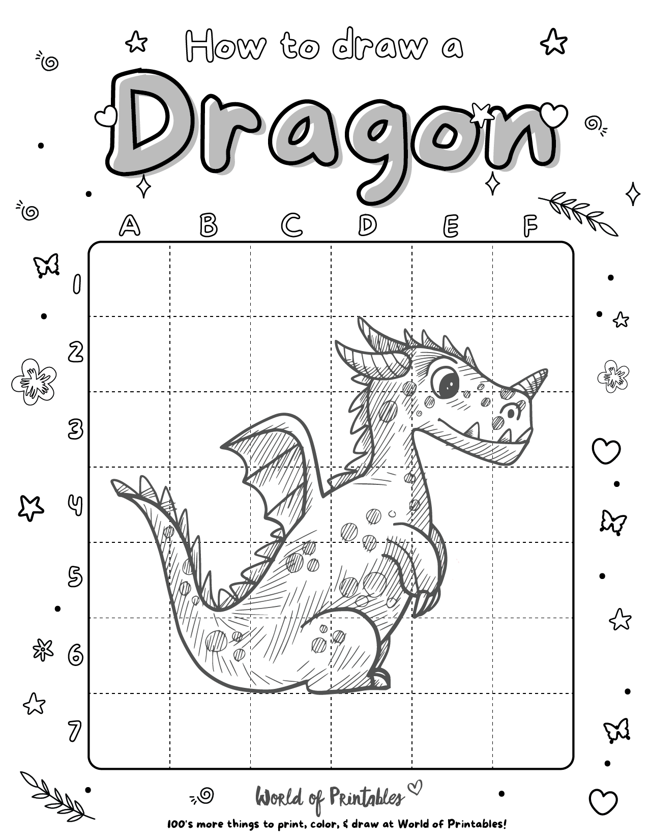 How To Draw A Dragon Easy Step By Step Printable Activity World of