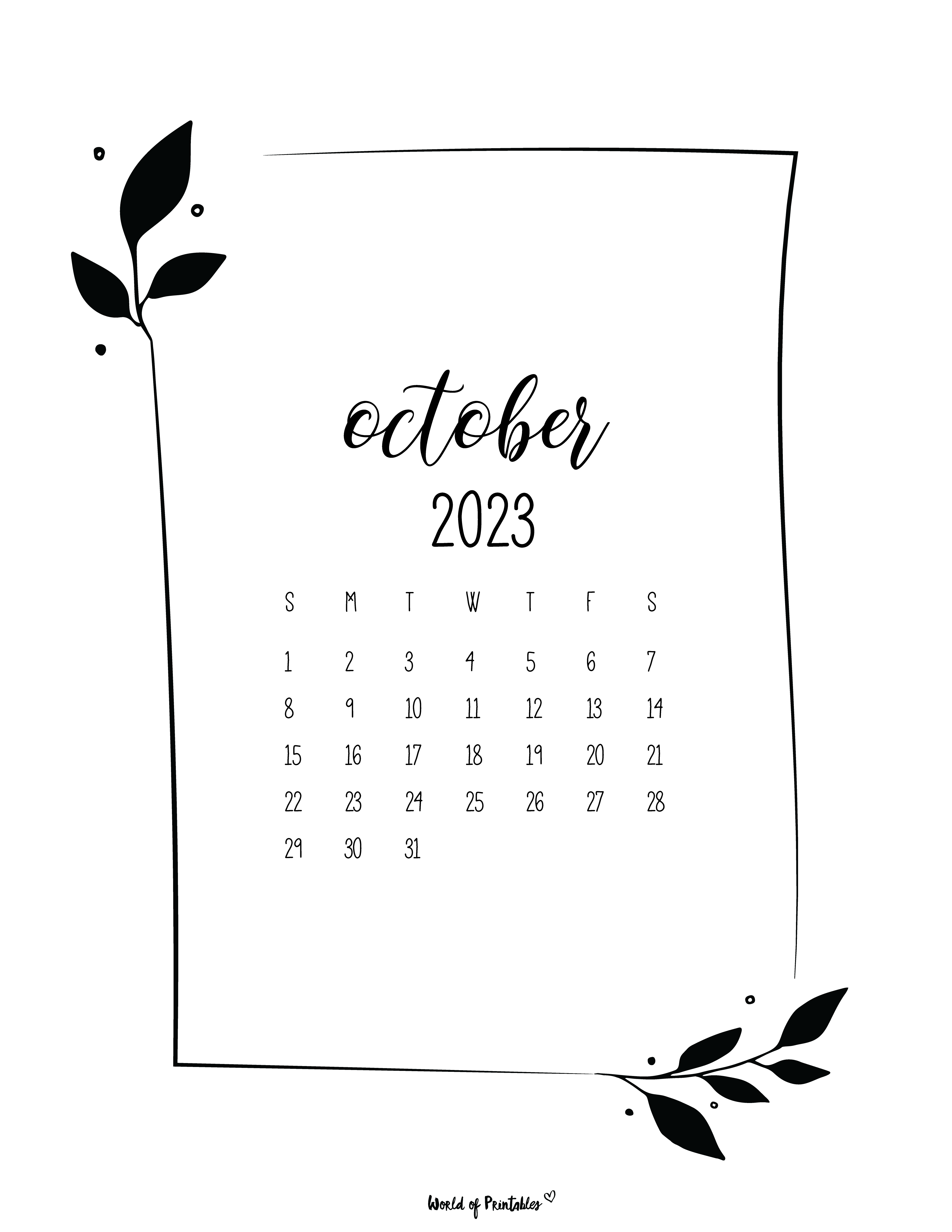 October 2023 Calendars 100+ Styles World of Printables