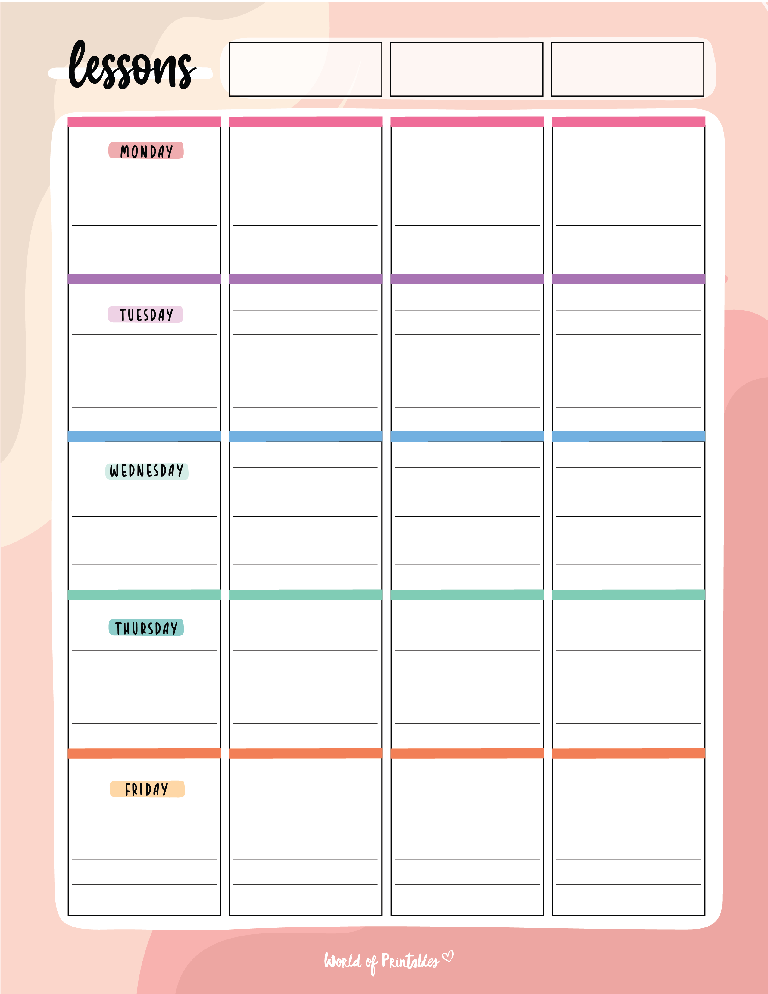 Lesson Plan Templates World of Printables