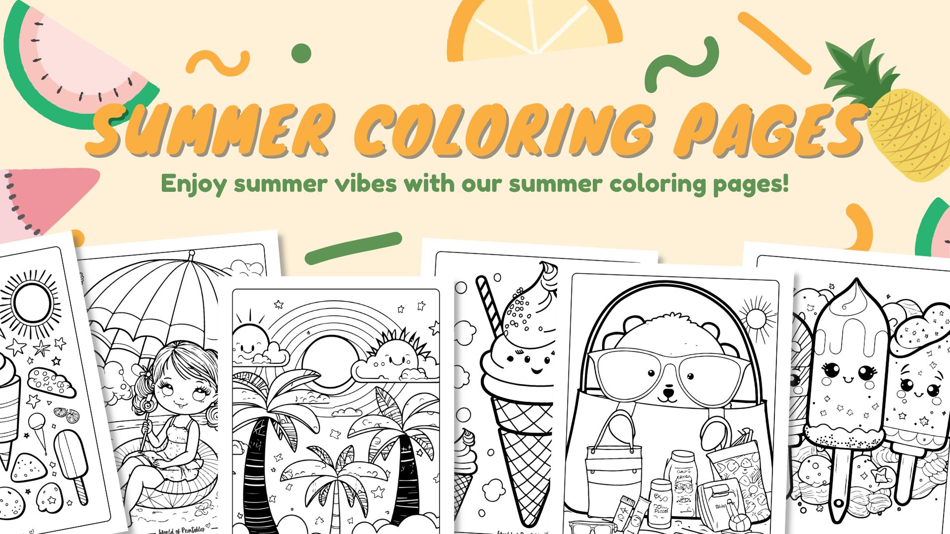 Summer Fun Printable Coloring Pages