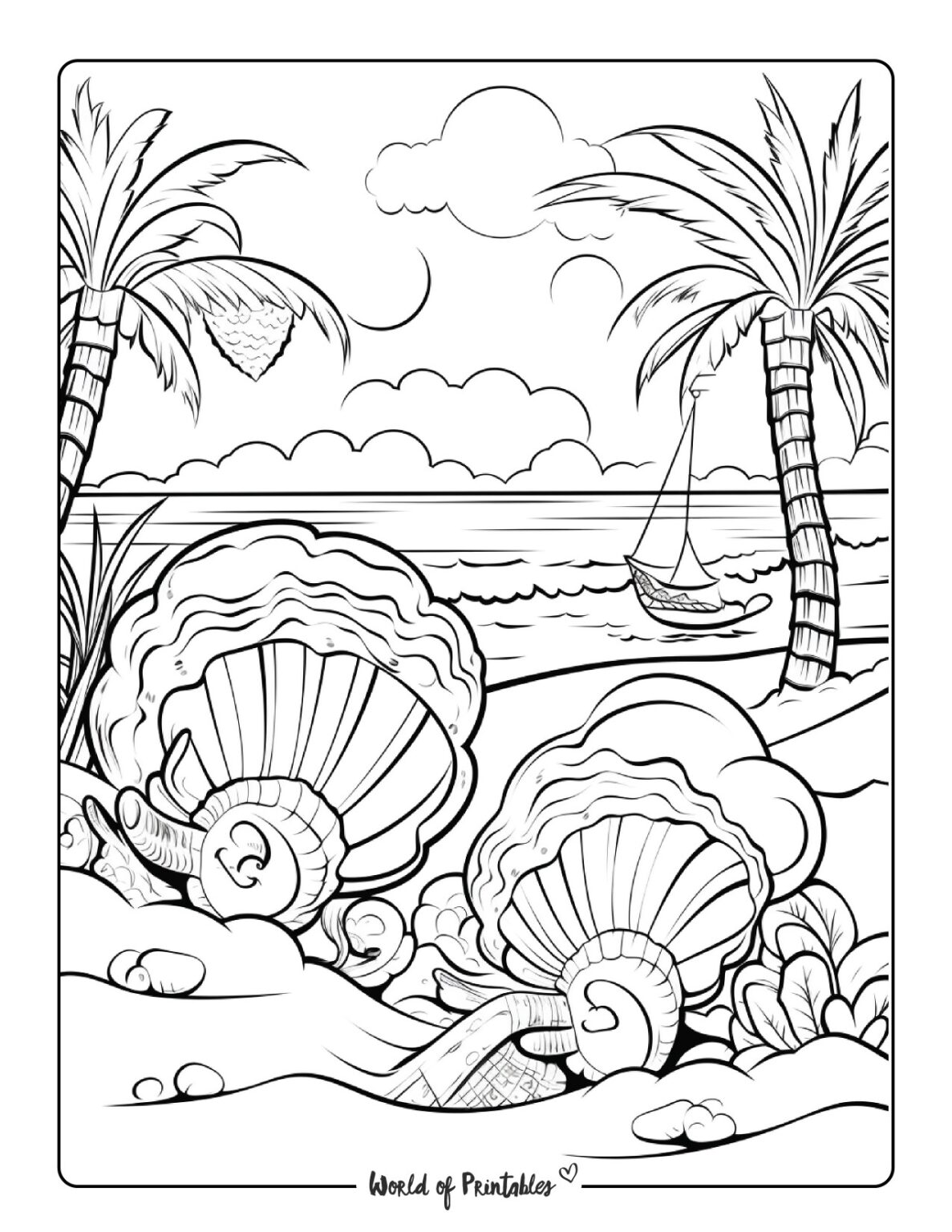 Beach Coloring Pages World of Printables Beach Coloring Pages World of Printables
