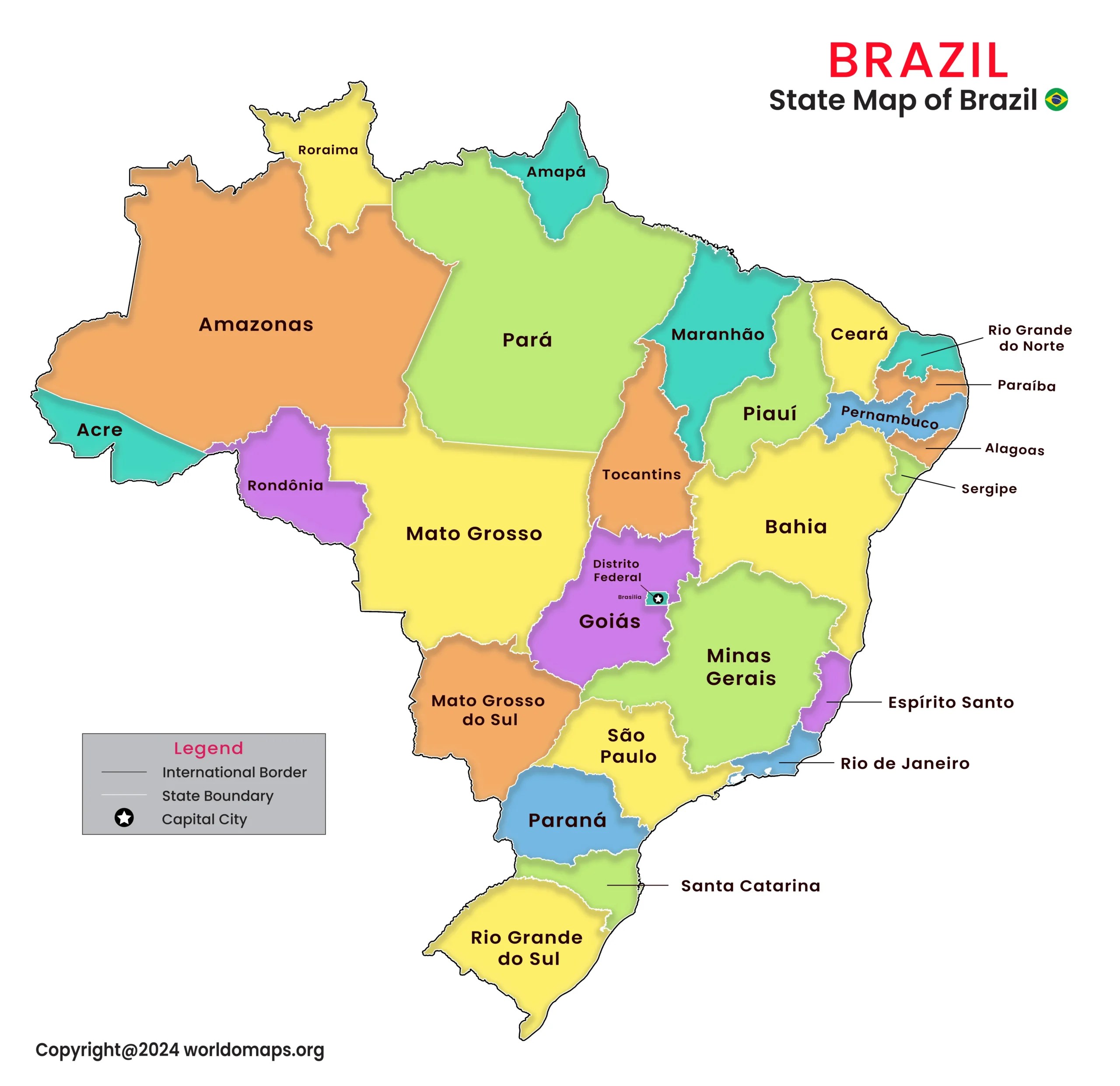 State Map of Brazil – WorldoMaps
