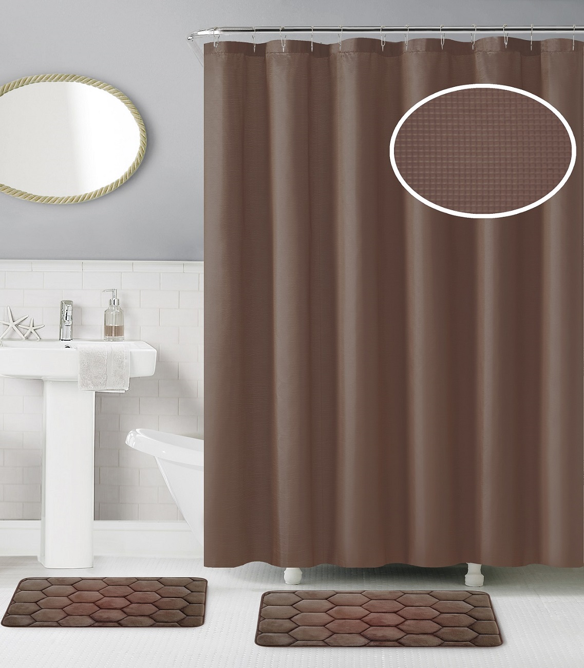 15Piece Memory Foam Brown Bathroom Set World Products Mart