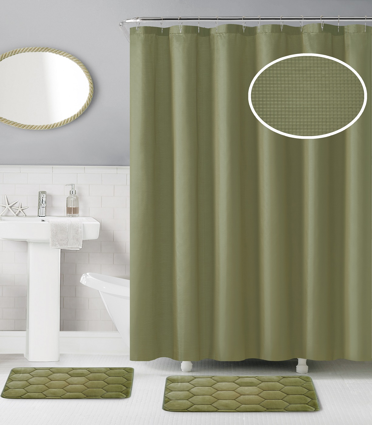 15Piece Memory Foam Sage Bathroom Set World Products Mart