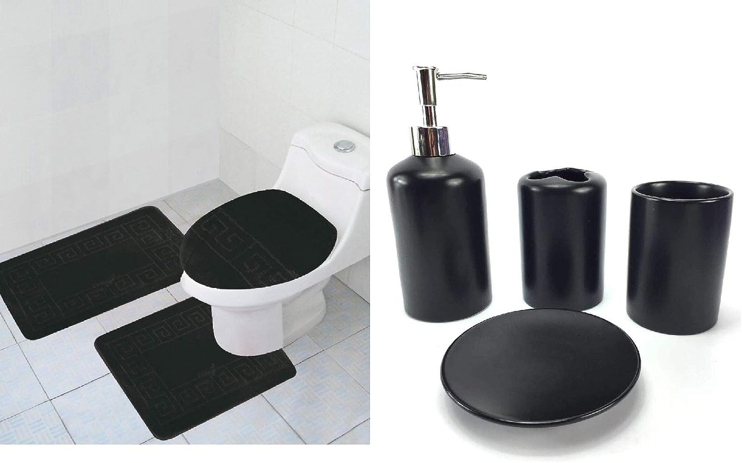 7 Piece Bathroom SetBlackWorld Products Mart
