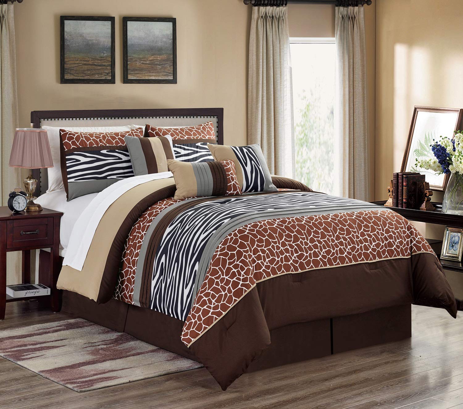 7 Piece Animal Print Bed in a Bag Comforter Sets Pancho