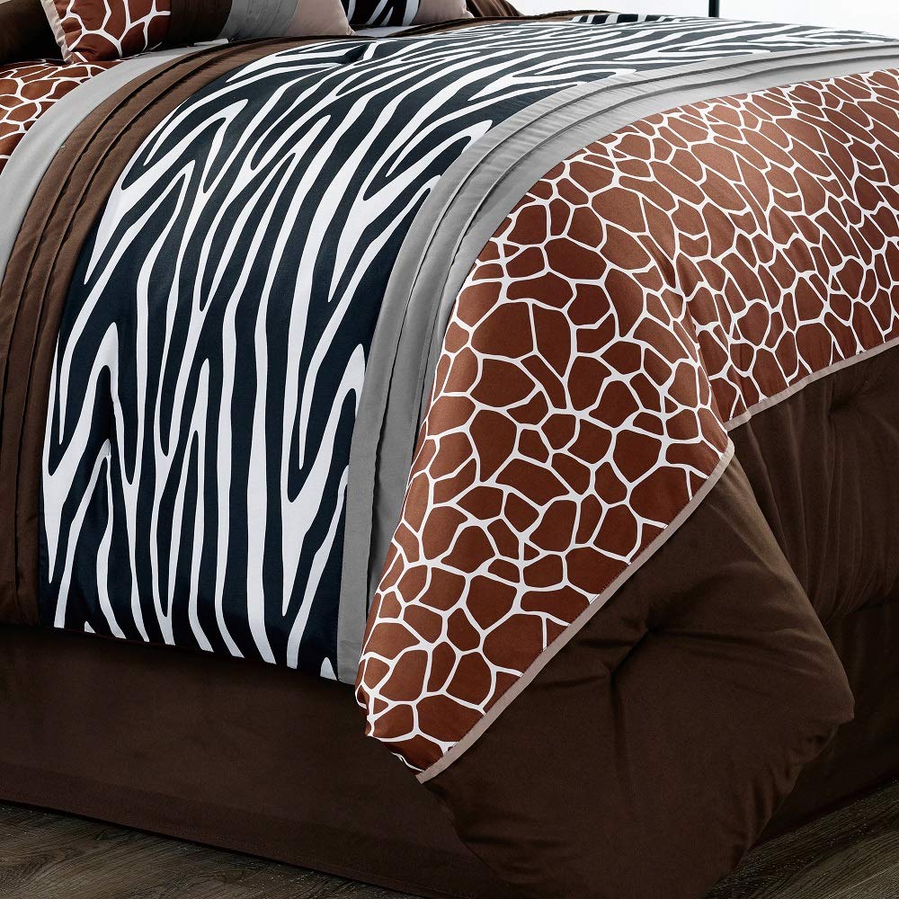7 Piece Animal Print Bed in a Bag Comforter Sets Pancho