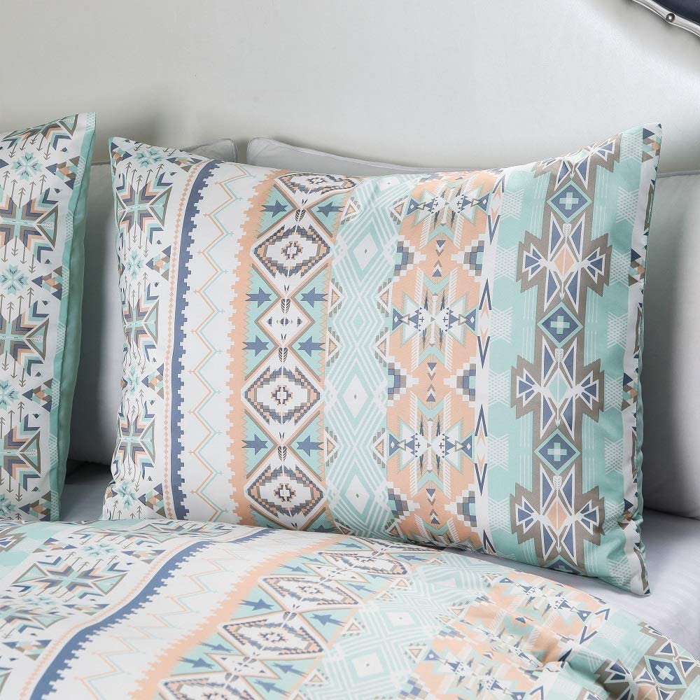 WPM 7 Piece Southwestern Comforter Set Multicolor King Size Bed in bag