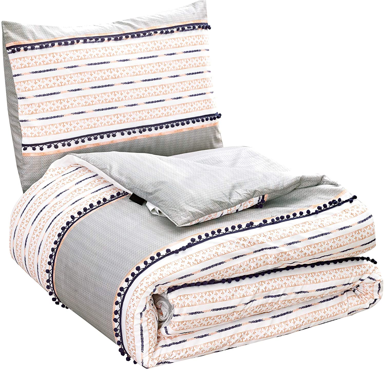2 Piece Blue Beige Grey Comforter Twin Size Bedding Include PillowShaw