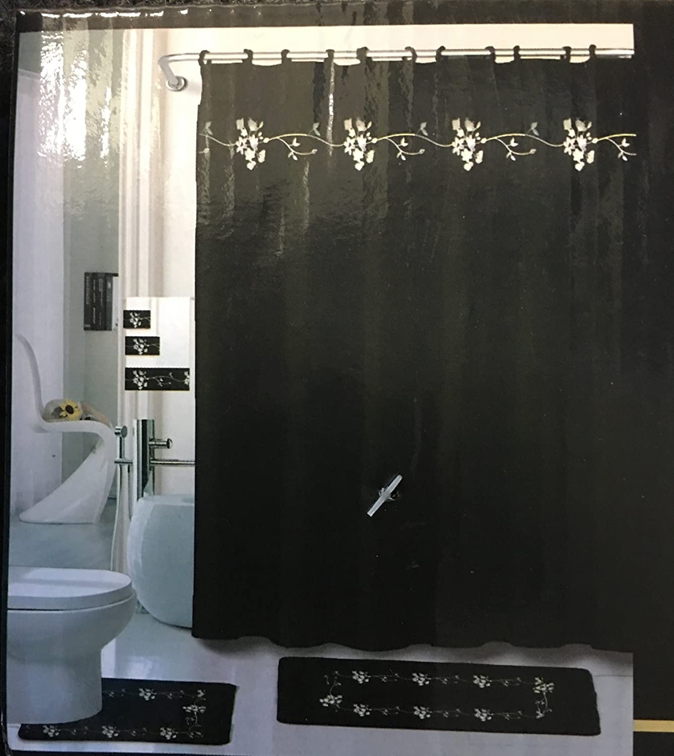22 Piece bathroom sets with shower curtains, rugs and accessories