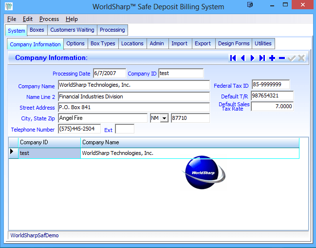 Safe Deposit Billing Software WorldSharp Safe Deposit Billing (699)