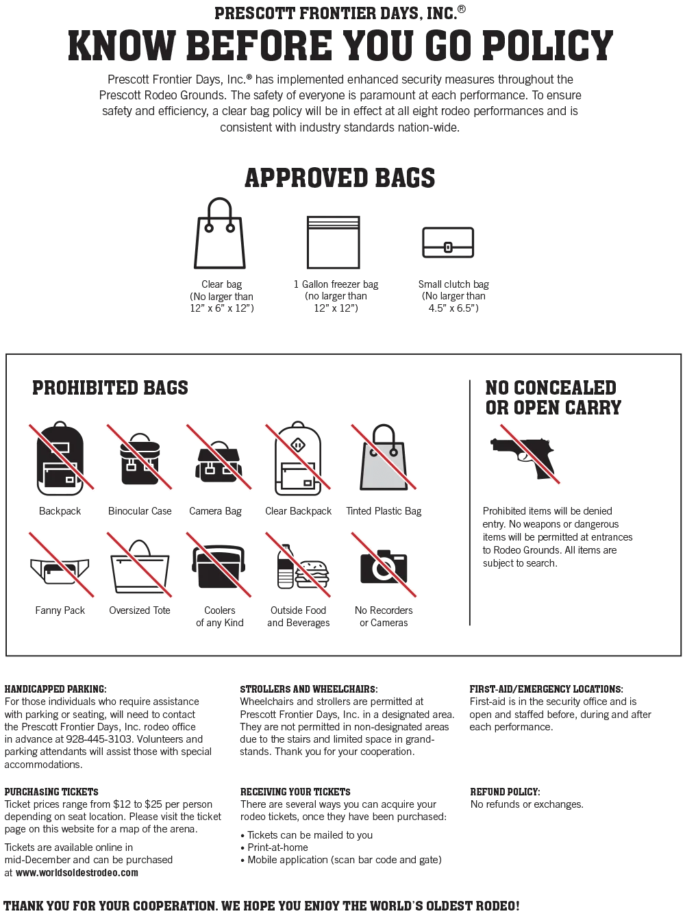 Clear Bag Policy World's Oldest Rodeo Prescott Frontier Days®