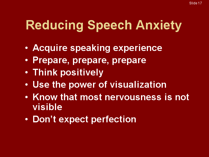 Reducing Speech Anxiety