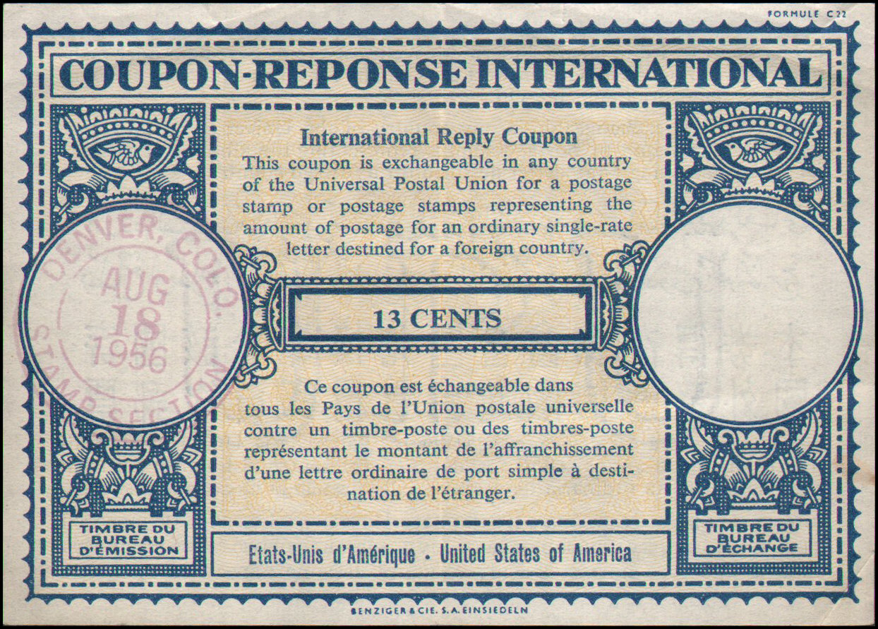 US IRC15 Used International Reply Coupon, 1956 eBay