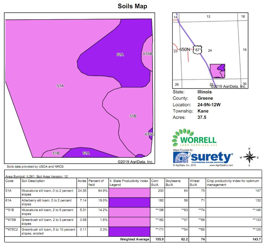 Rec, Hunting, Tillable Land for Sale, Scott County, Illinois Worrell