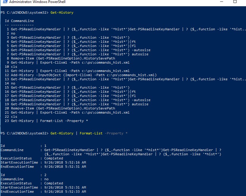 Previous Command History in PowerShell Windows OS Hub