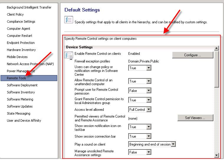 Configuring Remote Control in SCCM 2012 Windows OS Hub