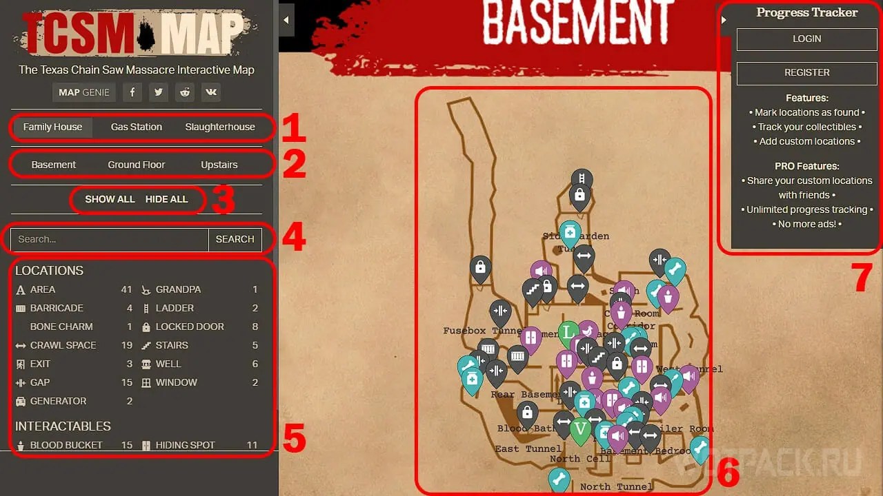 The Texas Chain Saw Massacre Interactive Map All Symbols